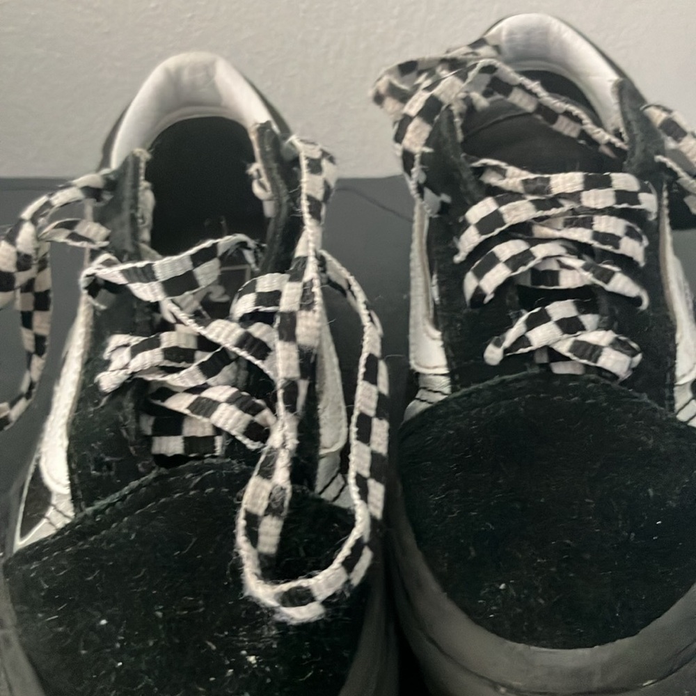 Kids Black and White Checker Lace Sneakers